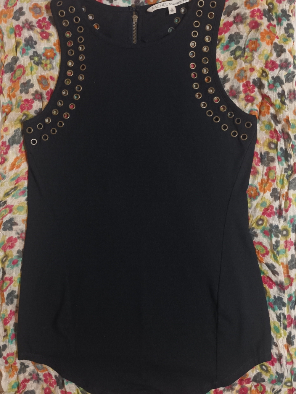 Rachel Rachel Roy Black Grommet-Detail Sleeveless Shell